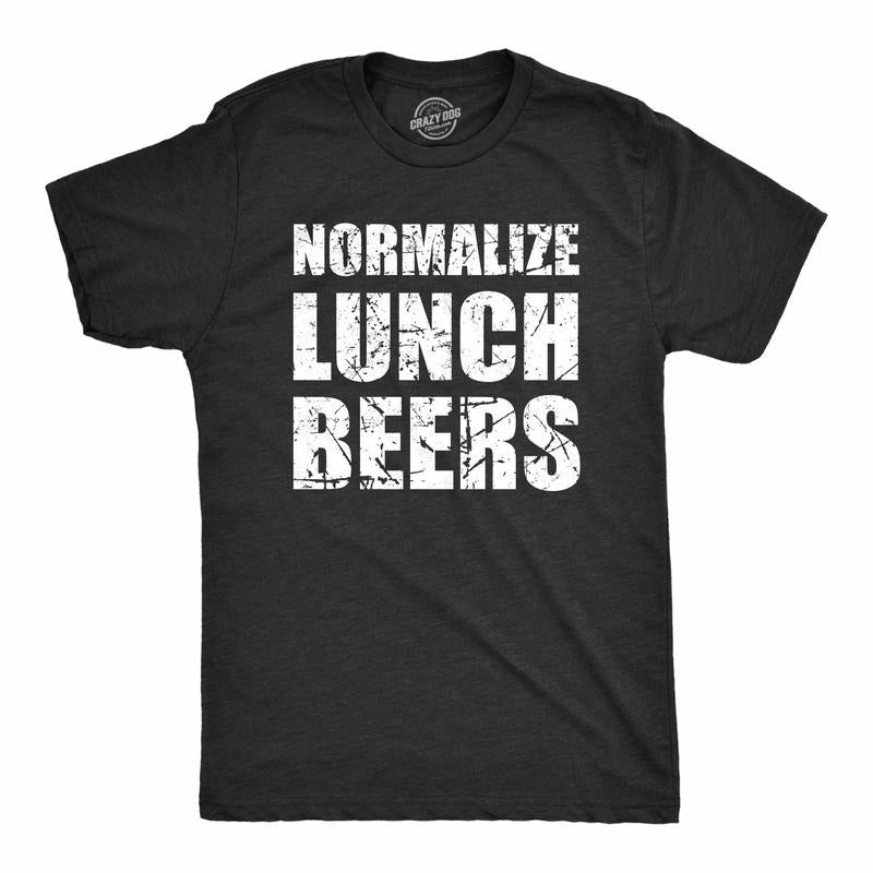 Mens Normalize Lunch Beers T Shirt Funny Day Drinking Lovers Joke Tee for Guys Mens Funny T Shirts Cool Tees Soft Stylish...