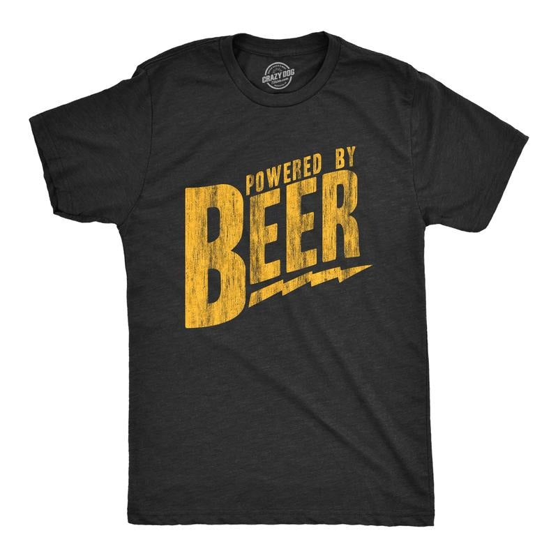 Mens Powered By Beer T Shirt Funny Sarcastic Drinking Cool Saying Fun Gag Gift Mens Funny T Shirts Cool Tees Soft Stylish...