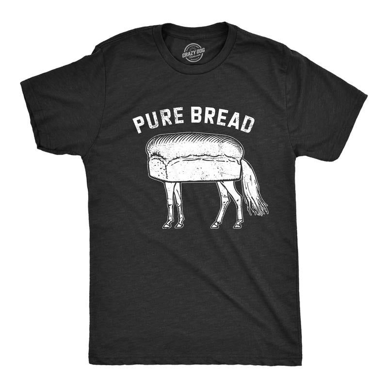 Mens Pure Bread T Shirt Funny Horse Loaf Joke Tee for Guys Mens Funny T Shirts Cool Tees Soft Stylish Casual Menswear...