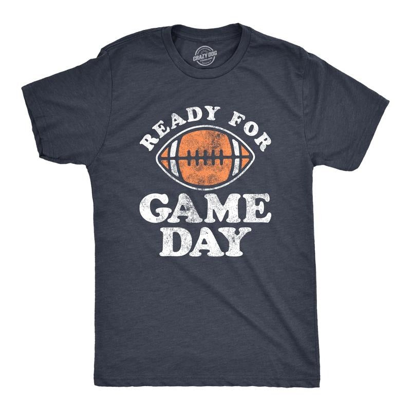 Mens Ready For Game Day T Shirt Funny Football Lovers Gridiron Tee For Guys Mens Funny T Shirts Cool Tees Soft Stylish...