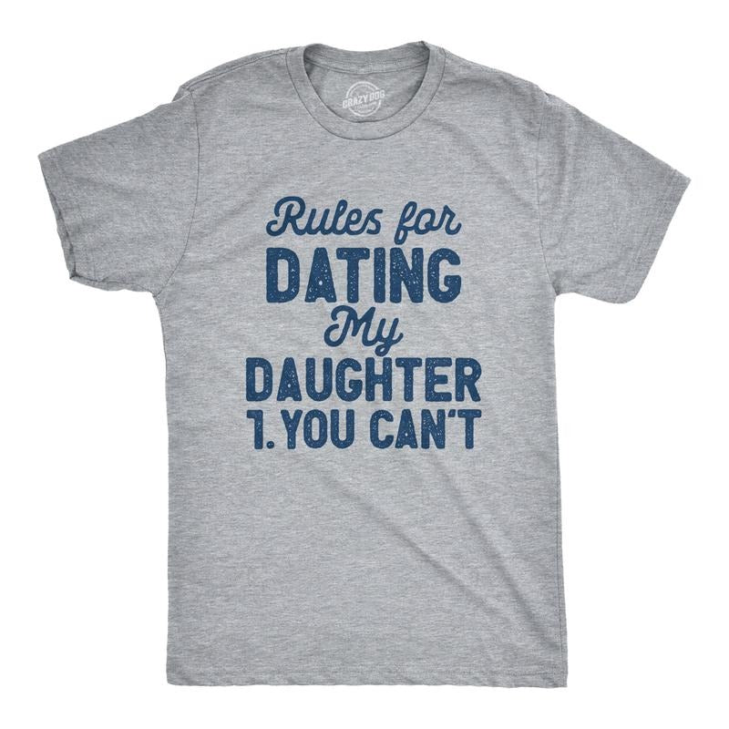 Mens Rules for Dating My Daughter T Shirt Funny Sarcastic Father Joke Rule List Tee for Guys Mens Funny T Shirts Cool...