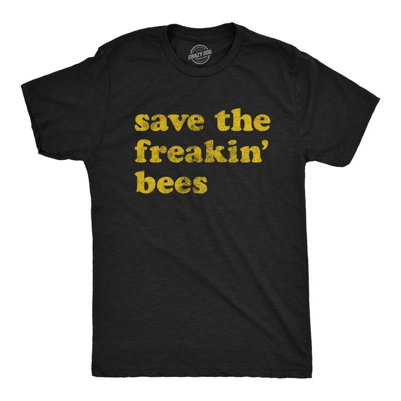 Mens Save The Freakin Bees T shirt Funny Beekeeper Honeybee Kind Gift Graphic Mens Funny T Shirts Cool Tees Soft Stylish...