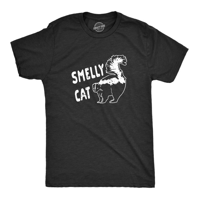 Mens Smelly Cat T shirt Funny Skunk Novelty Gift Dad Joke Humorous Graphic Tee Hoodie, Sweatshirt | UrbanDripWear.com