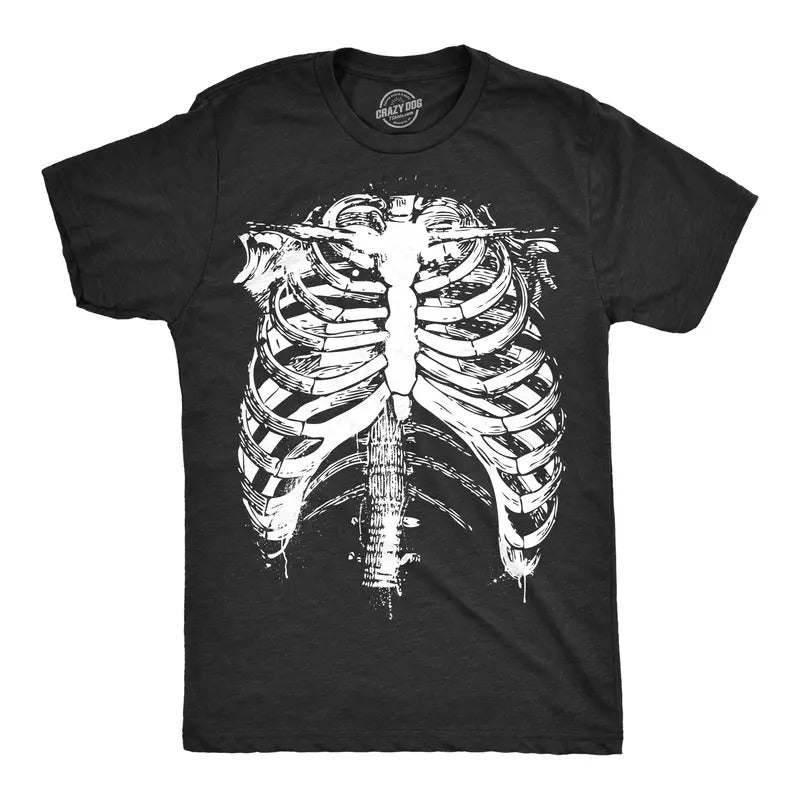 Mens Splattered Rib Cage T Shirt Cool Skeleton Costume Halloween Tee For Guys Mens Funny T Shirts Cool Tees Soft Stylish...