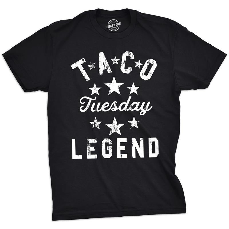 Mens Taco Tuesday Legend T Shirt Funny Dinner Tee for Guys Mens Funny T Shirts Cool Tees Soft Stylish Casual Menswear...