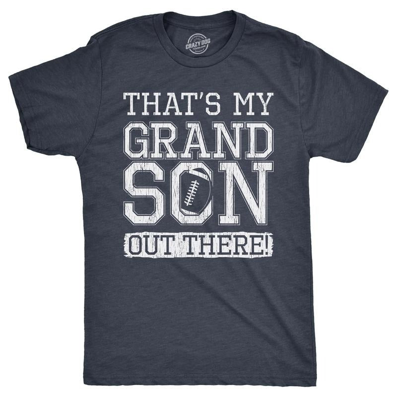 Mens Thats My Grandson Out There T Shirt Funny Proud Football Grandparent Tee For Guys Mens Funny T Shirts Cool Tees Soft...