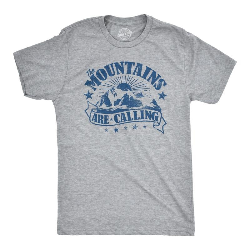 Mens The Mountains Are Calling Cool Sunset Vintage Rockies Funny Hiking Nature T shirt Mens Funny T Shirts Cool Tees Soft...