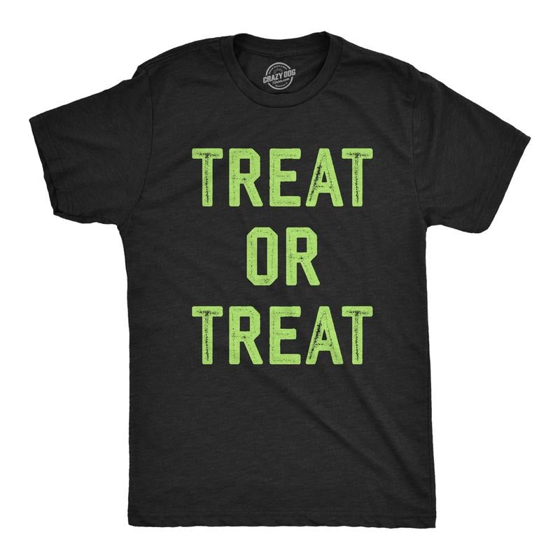 Mens Treat Or Treat T Shirt Funny Halloween Candy Spooky Season Lovers Tee For Guys Mens Funny T Shirts Cool Tees Soft...