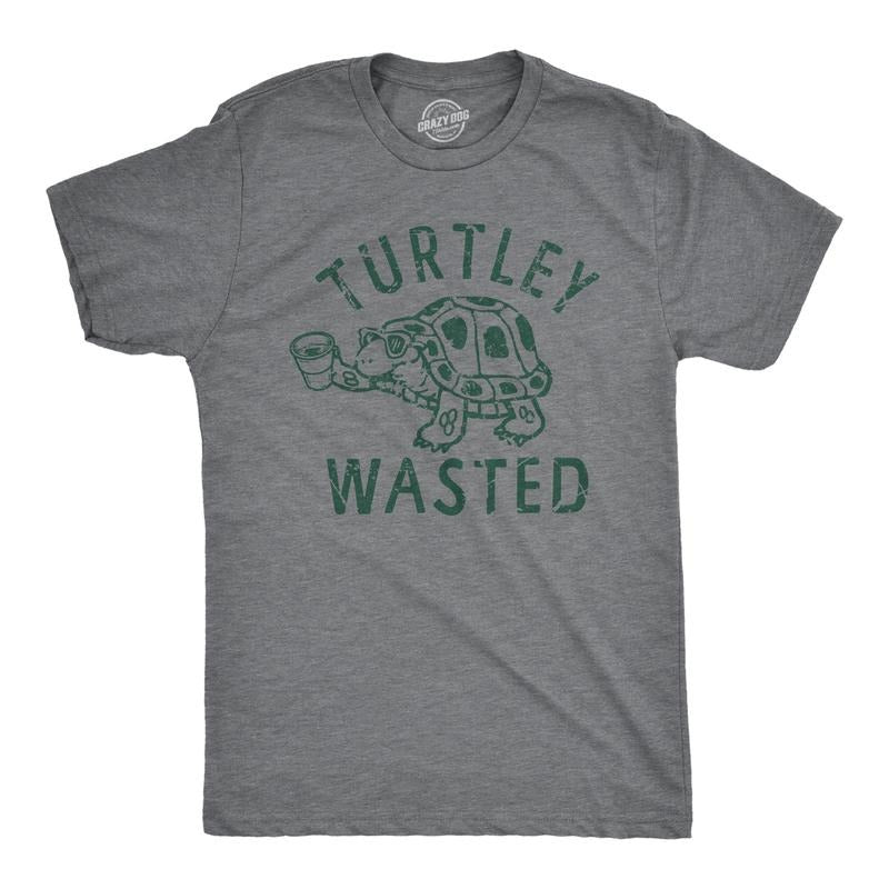 Mens Turtley Wasted T Shirt Funny Partying Drinking Turtle Joke Tee For Guys Mens Funny T Shirts Cool Tees Soft Stylish...