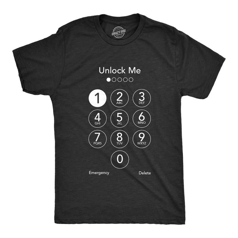 Mens Unlock Me T Shirt Funny Sarcastic Phone Passcode Lock Graphic Novelty Tee For Guys Hoodie, Sweatshirt