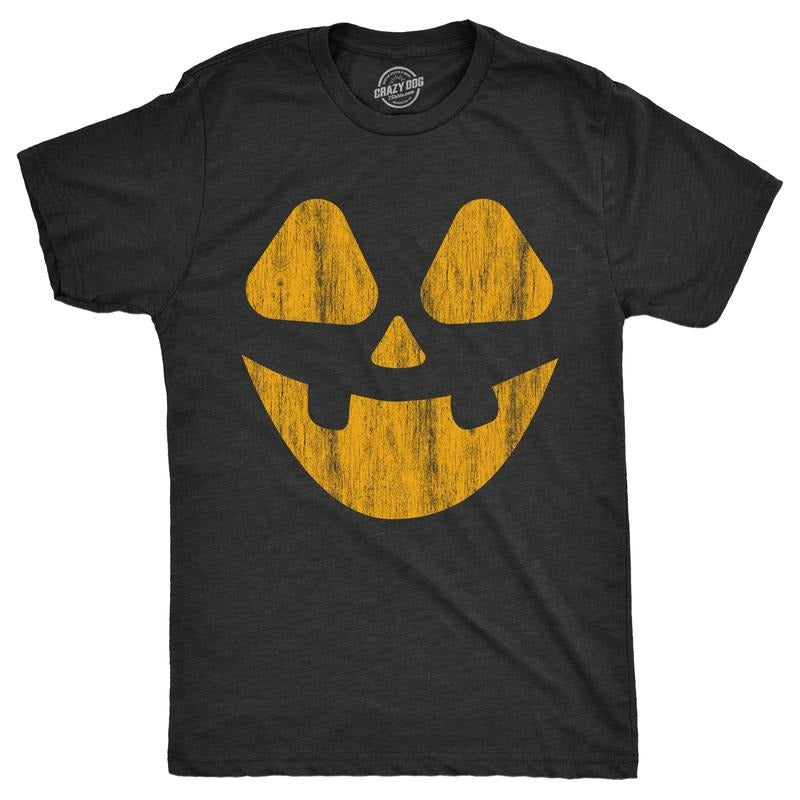 Mens Vintage Jack Pumpkin T Shirt Funny Halloween Jack O Lantern Retro Smile Tee For Guys Mens Funny T Shirts Cool Tees...