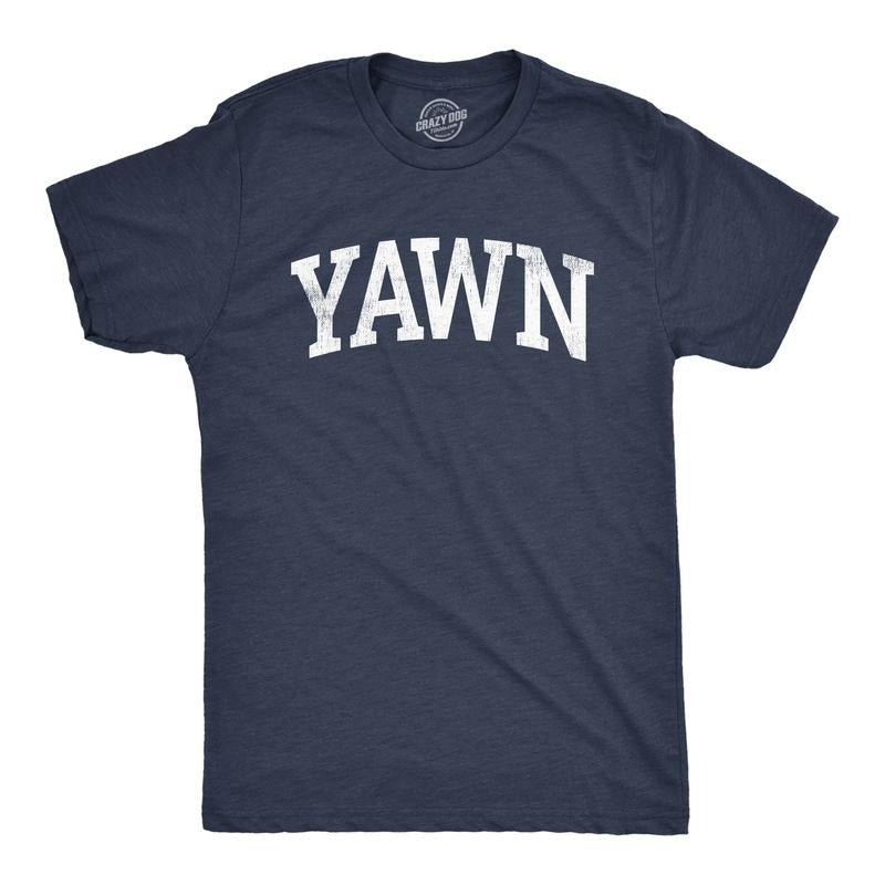 Mens Yawn T Shirt Funny Silly Sleepy Tired Exhaustion Joke Tee For Guys Mens Funny T Shirts Cool Tees Soft Stylish Casual Menswear Funny Sarcastic Short Sleeve Novelty Tees for Guys Navy -