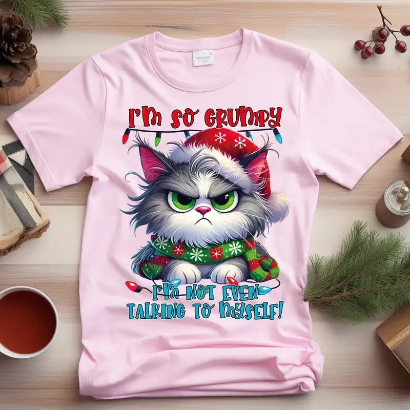Meowy Christmas Vibes Unisex T-Shirt - Medium-Heavy Fabric, Loose Fit - Pullover Hoodie, Sweatshirt | UrbanDripWear.com