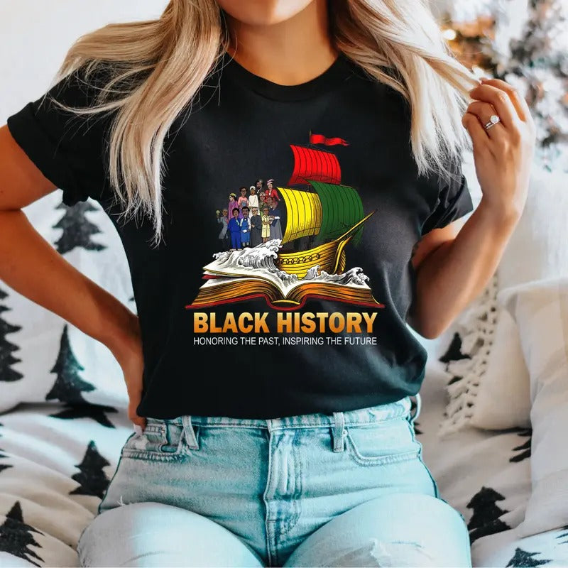 Merch Black History Melanin T-Shirt, African Women Pride Shirt, Proud Of Black History Tee, Afro Women Gift Tee, Black...