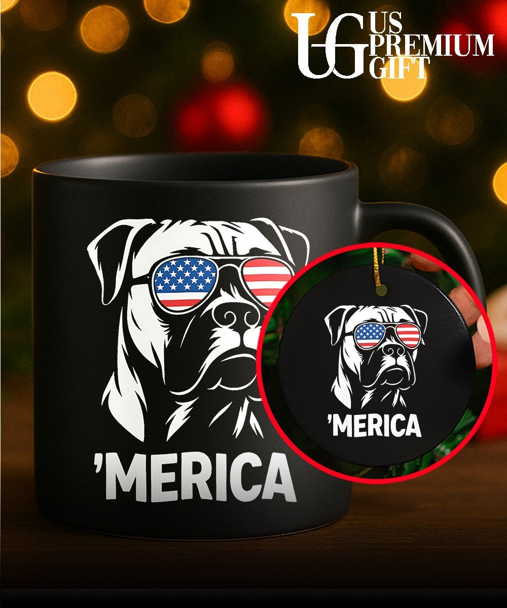 Merica Dog Minimalist Patriotic Boxer Bulldog 4th of July shirt