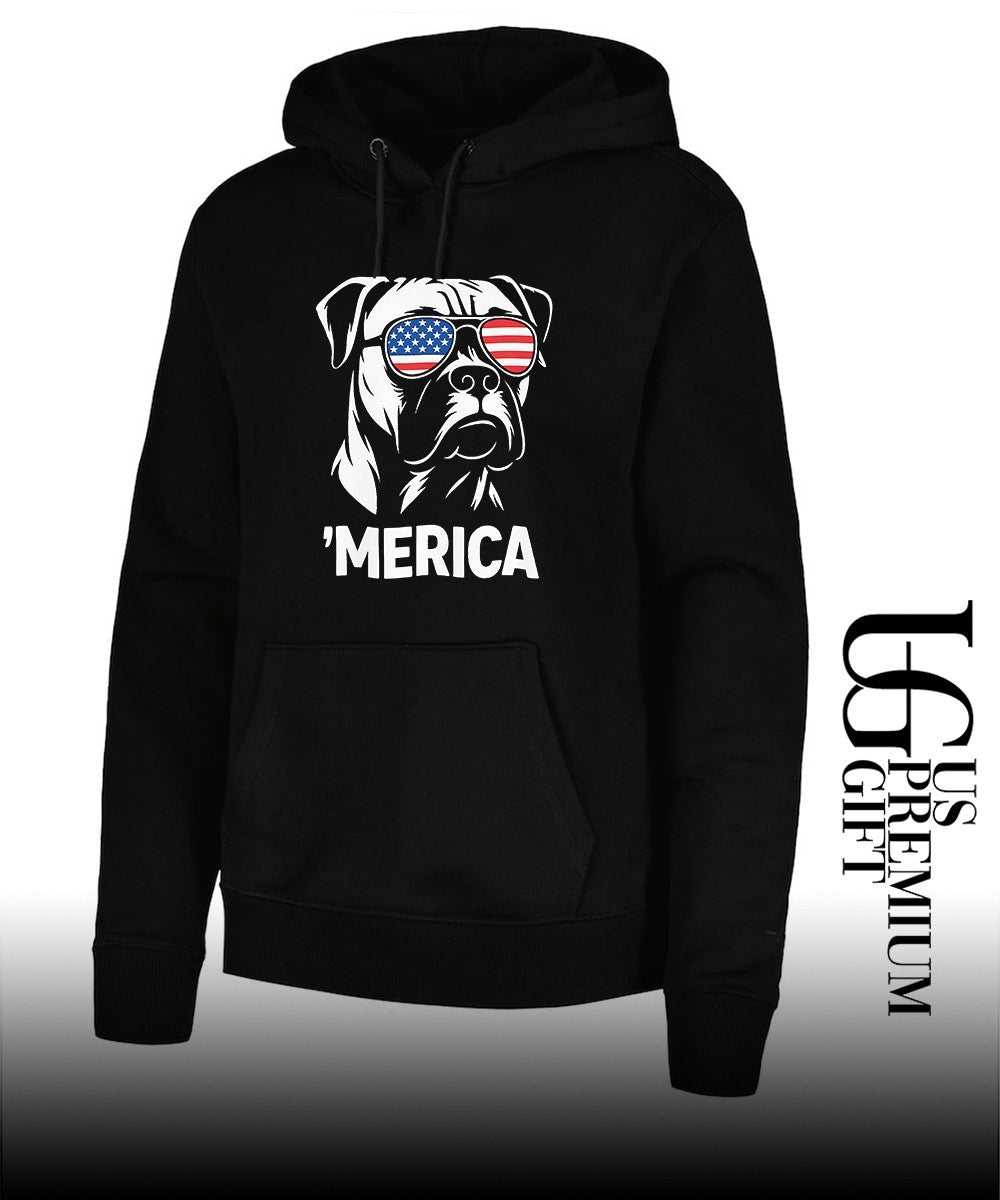 Merica Dog Minimalist Patriotic Boxer Bulldog 4th of July shirt