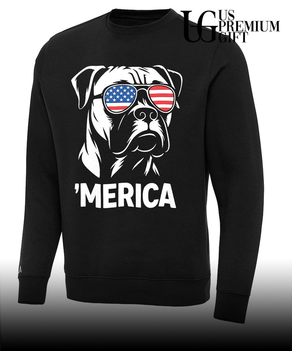 Merica Dog Minimalist Patriotic Boxer Bulldog 4th of July shirt