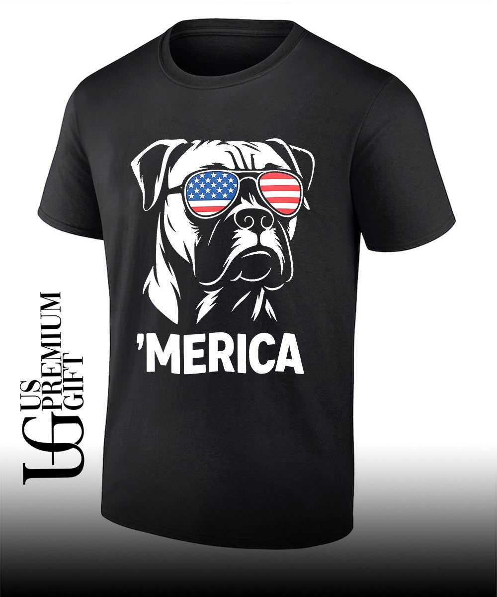 Merica Dog Minimalist Patriotic Boxer Bulldog 4th of July shirt