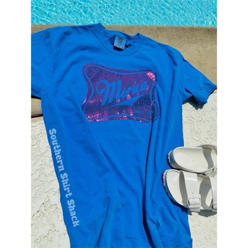 Merica Flat Sparkle T shirt  | Flo Blue comfort colors t shirt | 4th of July shirt | Graphic Tee Hoodie, Sweatshirt