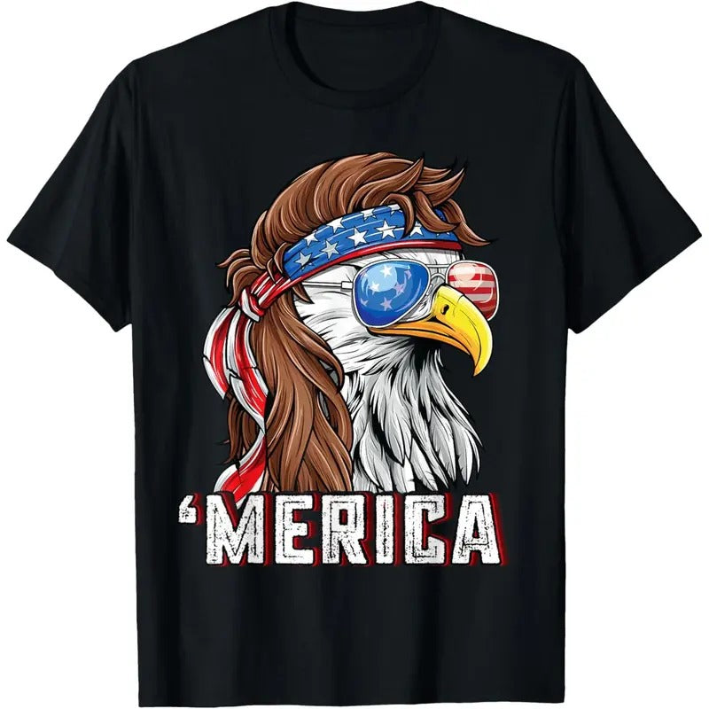 Merica USA American Flag Patriotic 4th of July Bald Eagle T-Shirt made in usa Hoodie, Sweatshirt | UrbanDripWear.com