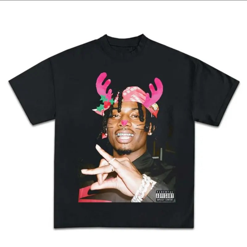 Merry Christmas Carti Graphic Rap Tee Shirt Big Face King Vamp Reindeer Cute Crewneck Top Menswear Hoodie, Sweatshirt