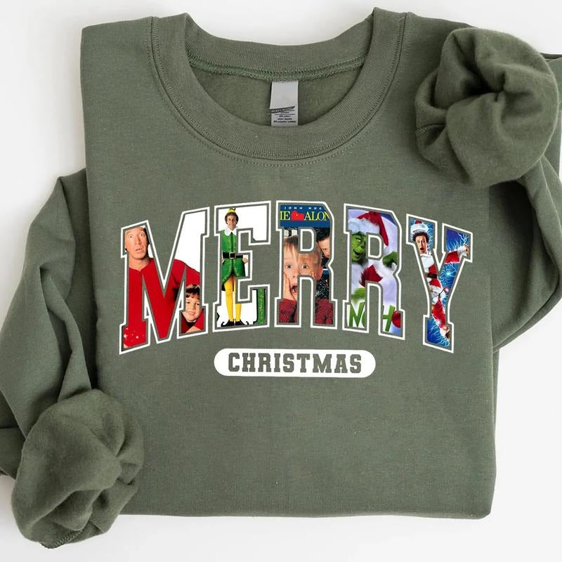 Merry Christmas Shirt, Christmas Movies Tee Shirt, Christmas Characters T-Shirt, Christmas Vibes Sweatshirt, Holiday Gift...