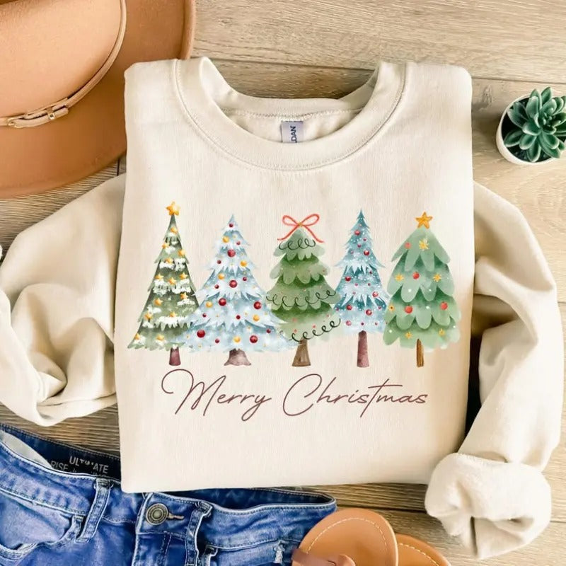 Merry Christmas Shirt, Christmas Tree Sweatshirt, Vintage Christmas Tee, Classic Christmas , Tis the Season , Xmas...