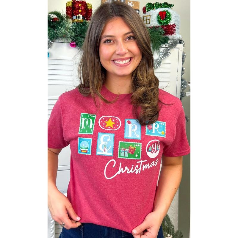 Merry Christmas Stamps Graphic Shirt Hoodie, Sweatshirt | UrbanDripWear.com