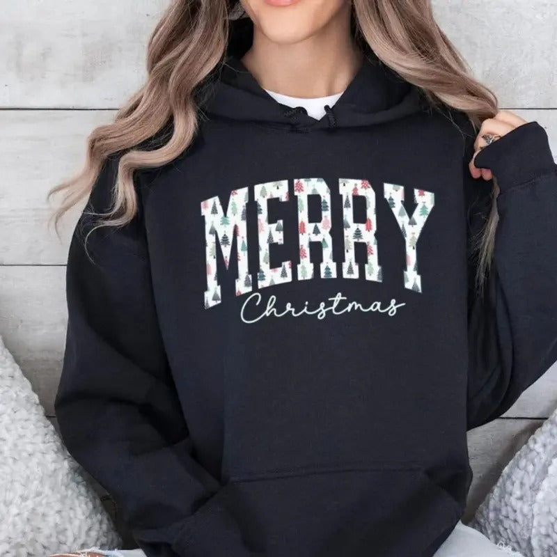 Merry Christmas Sweatshirt, Christmas Crewneck Women Holiday Shirt, Cute Xmas Sweater Cozy Winter Hoodie, Unisex Sweater...