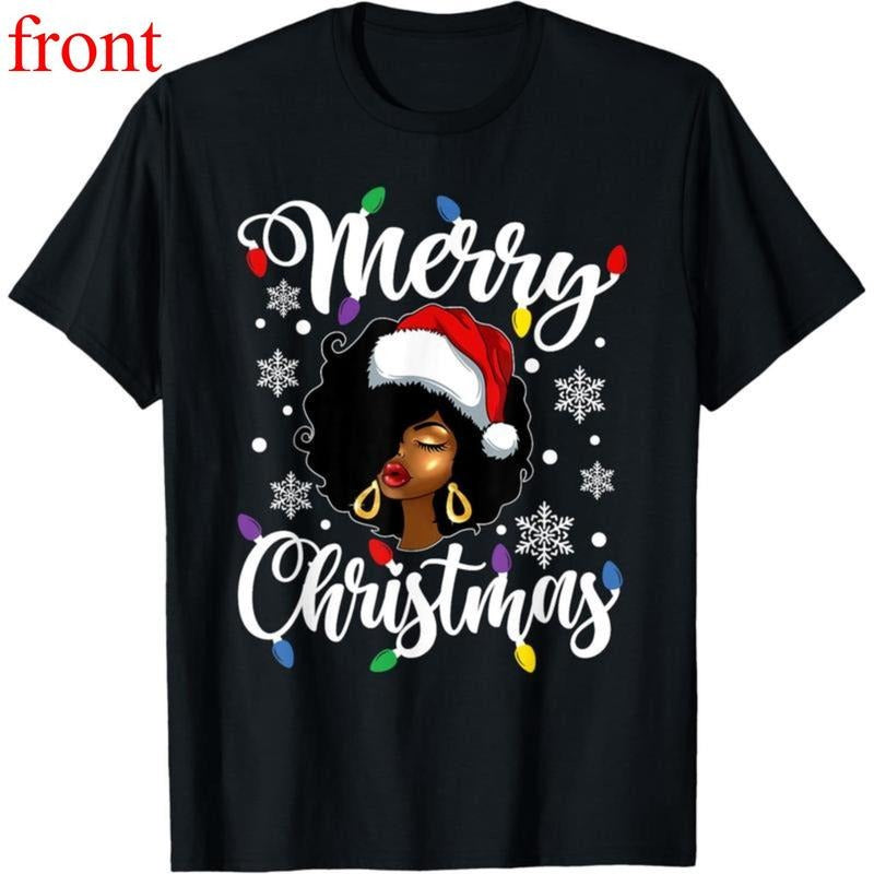 Merry Christmas Xmas Lights African American Black Woman T-Shirt Hoodie, Sweatshirt | UrbanDripWear.com