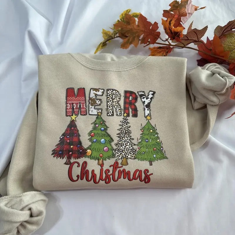 Merry Christmas sweatshirt; Christmas trees crewneck T-Shirts, Hoodie | UrbanDripWear.com
