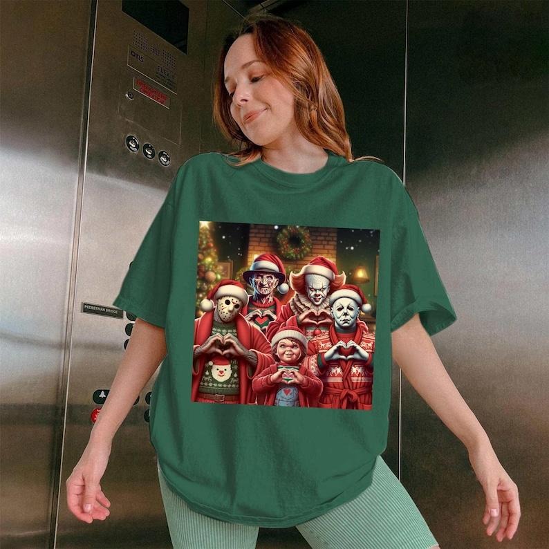 Merry Creepmas tshirt,Christmas Movie Killer Print File, Killer Christmas Heart Hands, Slasher Santa Tee, Xmas...