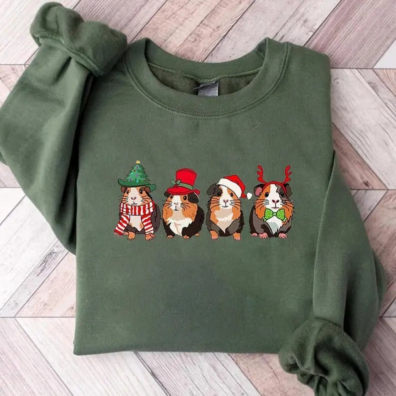 Merry Pigmas Sweatshirt, Christmas Guinea Pig Sweater, Funny Guinea Pig Shirt, Christmas Farm Animal Shirt, Christmas ...