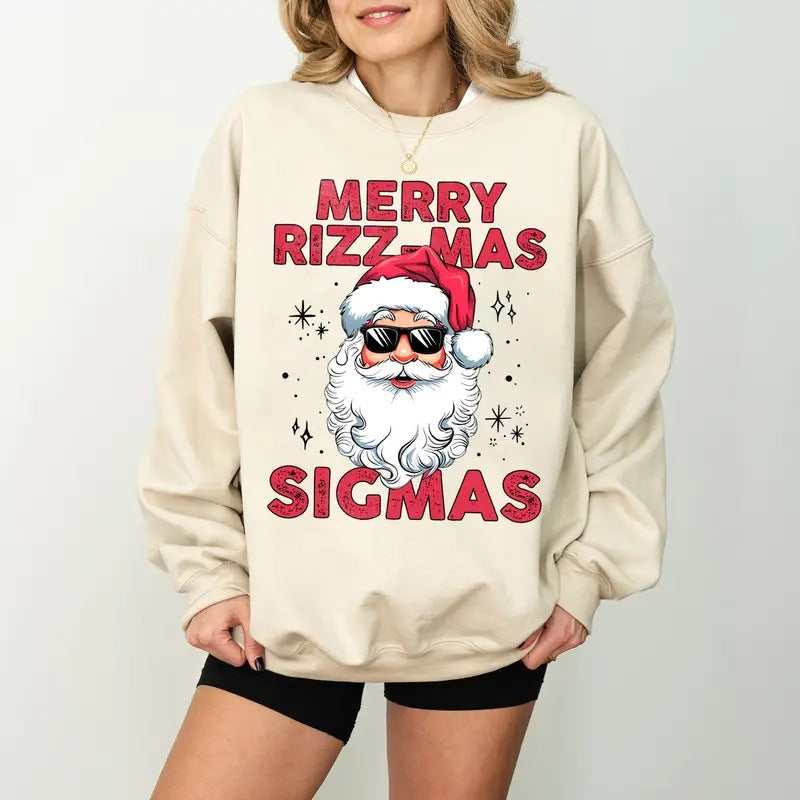 Merry Rizzmas Sigmas Santa Sweatshirt, Rizz the Season Santa Sweatshirt, Rizzler Santa Claus Shirt Hoodie | UrbanDripWear.com