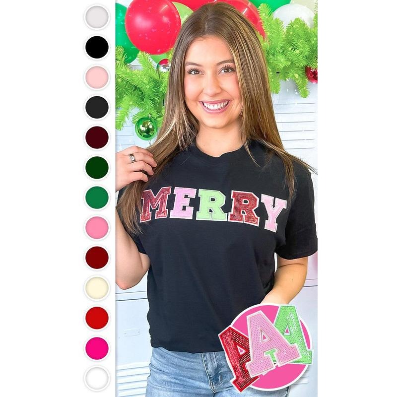 Merry Sequin Graphic T-Shirt Hoodie, Sweatshirt | UrbanDripWear.com