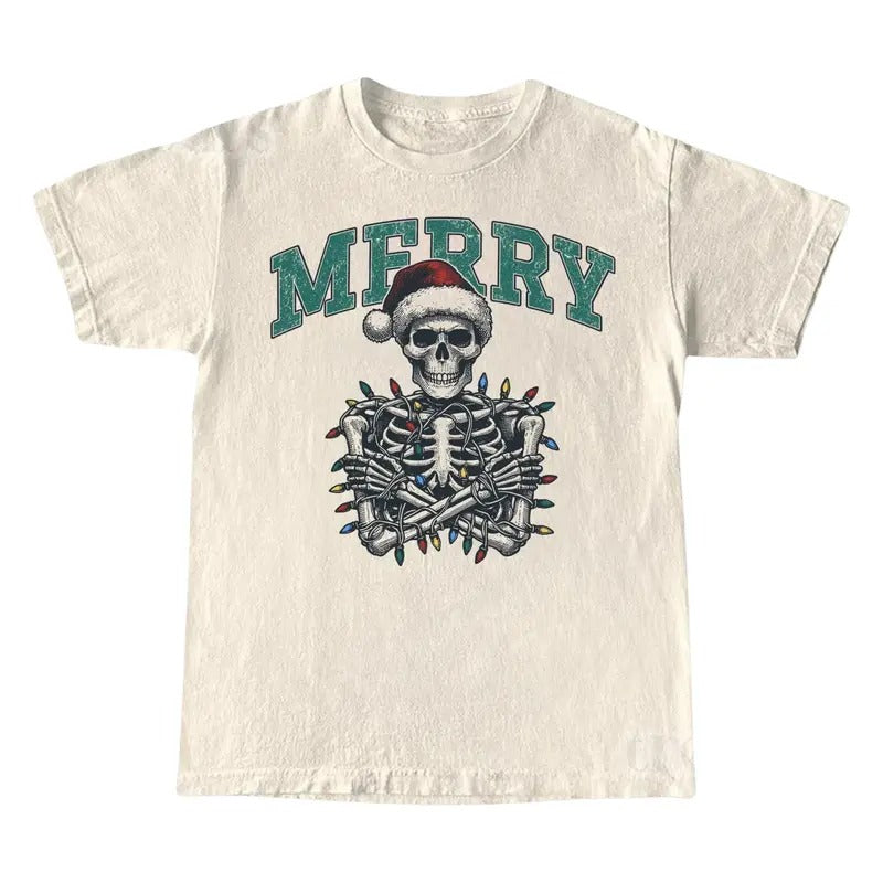 Merry Skeleton Shirt, Funny Christmas Shirt, Cute Spooky Season Tee Hoodie, Sweatshirt | UrbanDripWear.com