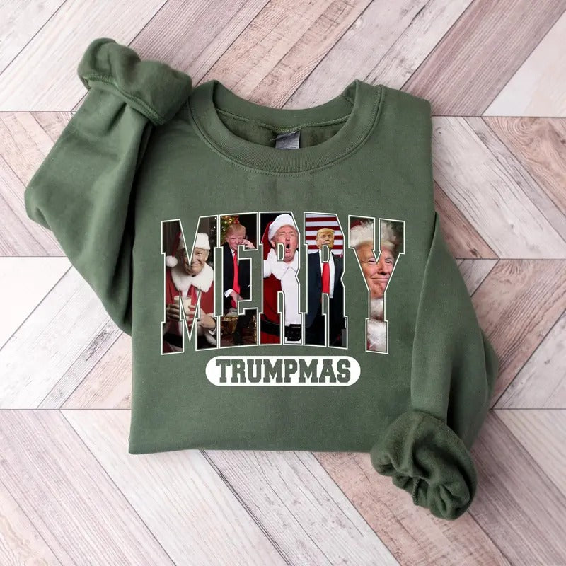 Merry Trumpmas Shirt, Trump Merry Christmas Shirt, Trump Christmas T-Shirt, President Trump MAGA Christmas 2024 Cotton...