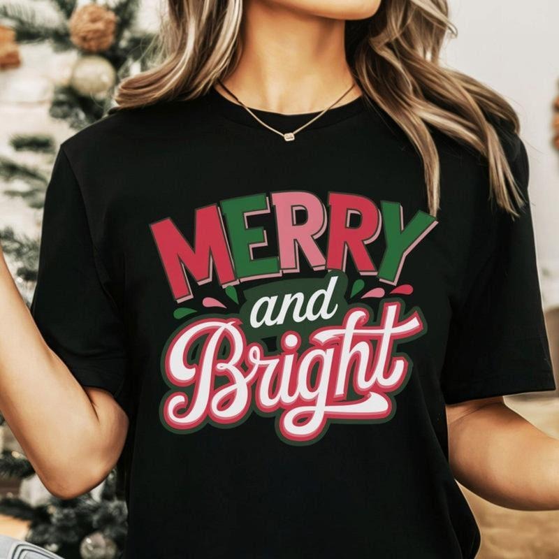 Merry and Bright Shirt Christmas Shirt Family Christmas Shirt Christmas Shirts for Women Merry Christmas Shirt Christmas...