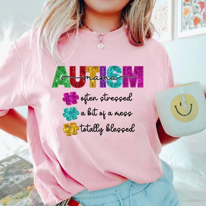 Messy Bun Autism Mom Shirt, Ideal For Mother's Day, Mom Surprise Gift, Mother's Day Outfit Hoodie, Sweatshirt