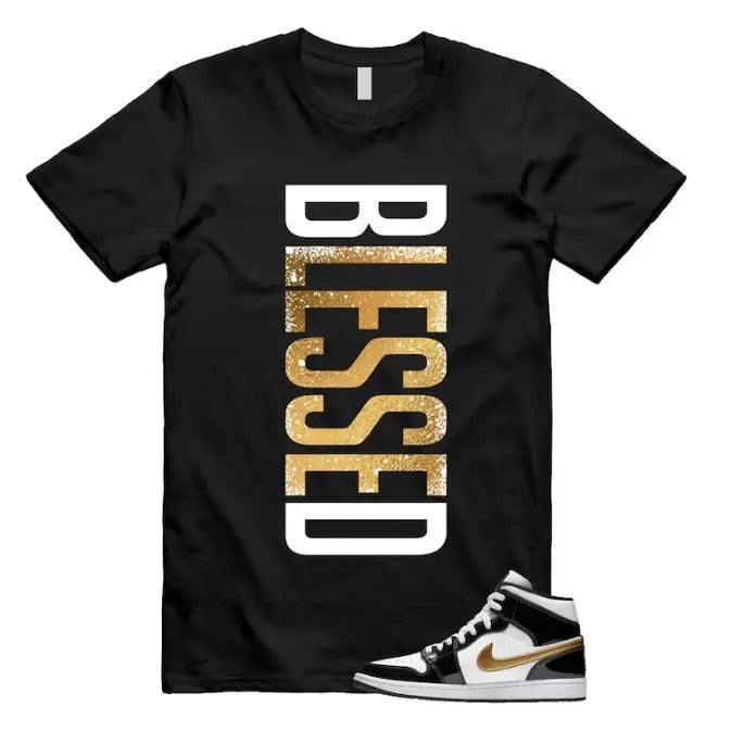 Metallic Gold Patent Black White Air 1 Mid T Shirt Match VERTBLS Hoodie, Sweatshirt | UrbanDripWear.com