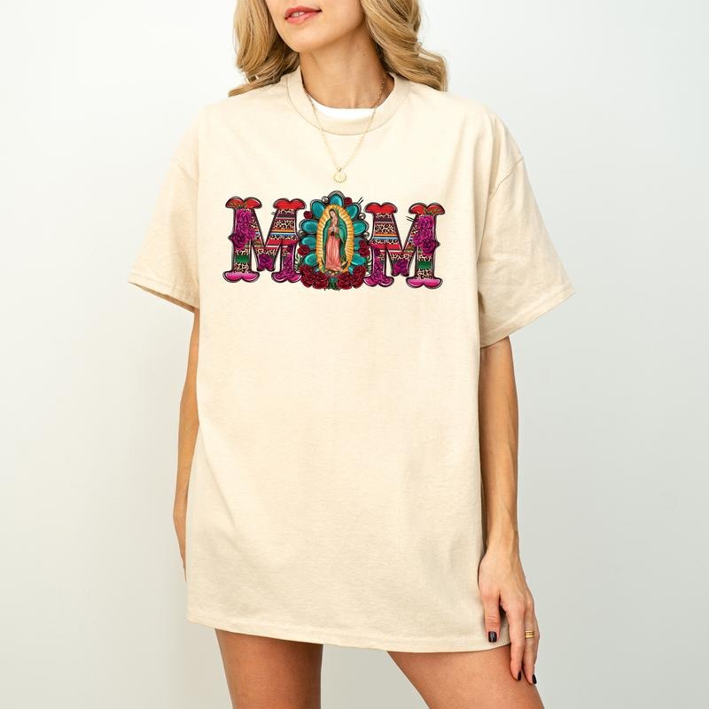 Mexican Mom Shirt  with Virgen de Guadalupe, Mother's Day Sweatshirt, Mexican Heritage Shirt, Latin Culture Mom...