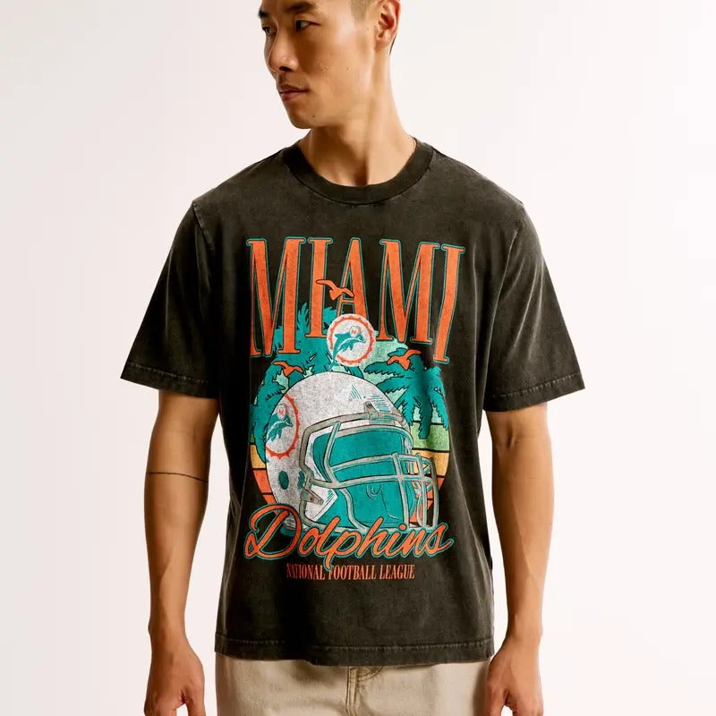 Miami Dollphins Vintage-Inspired Graphic Tee Streetwear Cotton Top Tshirt Hoodie, Sweatshirt | UrbanDripWear.com