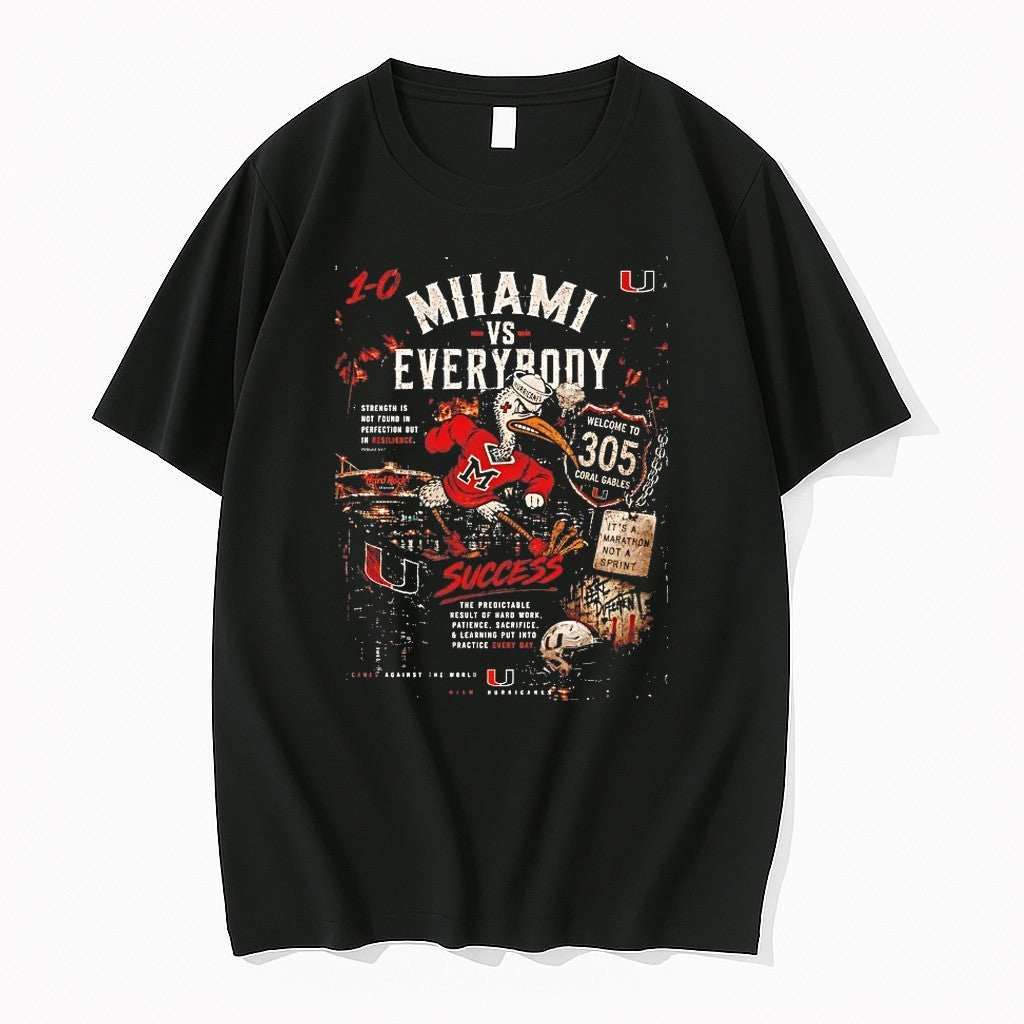 Miami Hurricanes Miami Vs Everybody Success The Predictable Result Of Hard Work Patience Sacrifice Tshirts