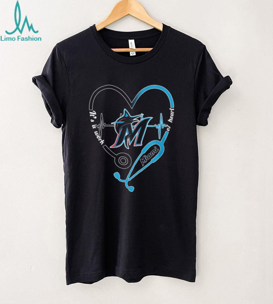 Miami Marlins Baseball Nurse Stethoscope T Shirt It’s A Work Of Heart T Shirt