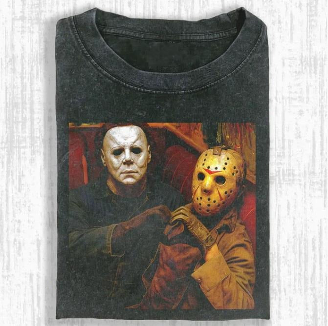 Michae3l Myers And Jason Voorhees T-Shirt , Funny Halloween Shirt, Unisex T-Shirt, Y2K 90s Graphic Shirt, gift for her,...