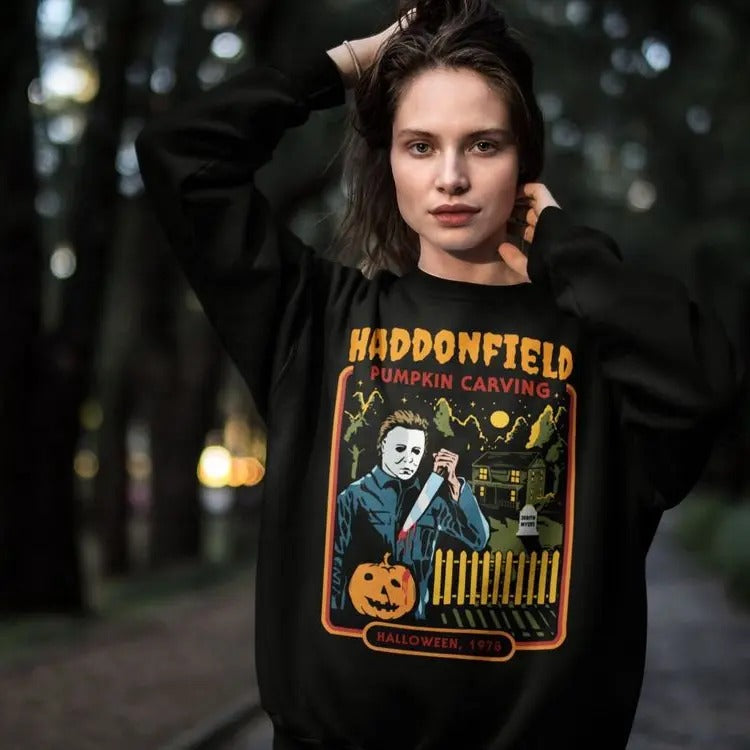 Michael Myers Halloween Shirt | Michael Myers Mask Horror Shirt Crewneck Fabric Hoodie, Sweatshirt | UrbanDripWear.com