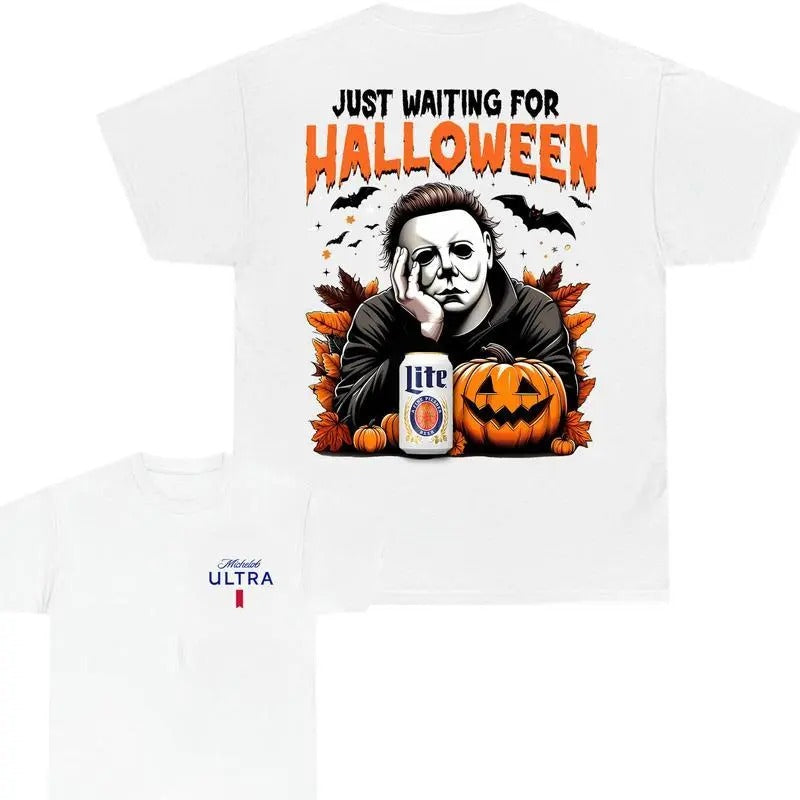 Michelob Ultra Beer Just Waiting For Halloween T-shirt, 100% Cotton T-shirt, Halloween Trendy T-shirt, Unisex T-shirt,...