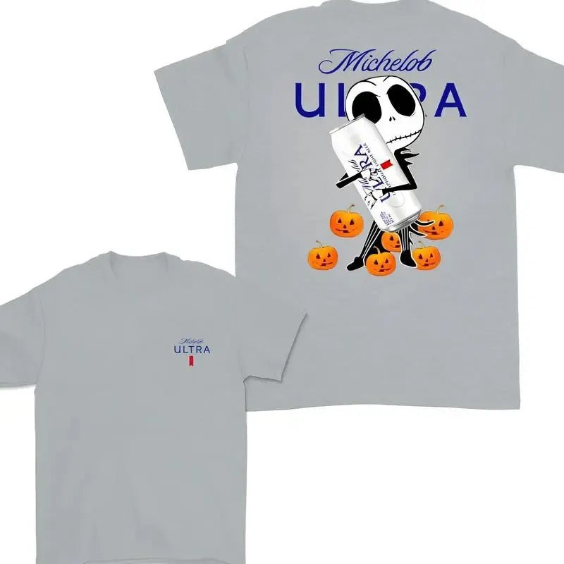 Michelob Ultra Halloween Shirt, Jack Hug Michelob Ultra Skellington Halloween TShirt, For Men And Women, Skeleton...