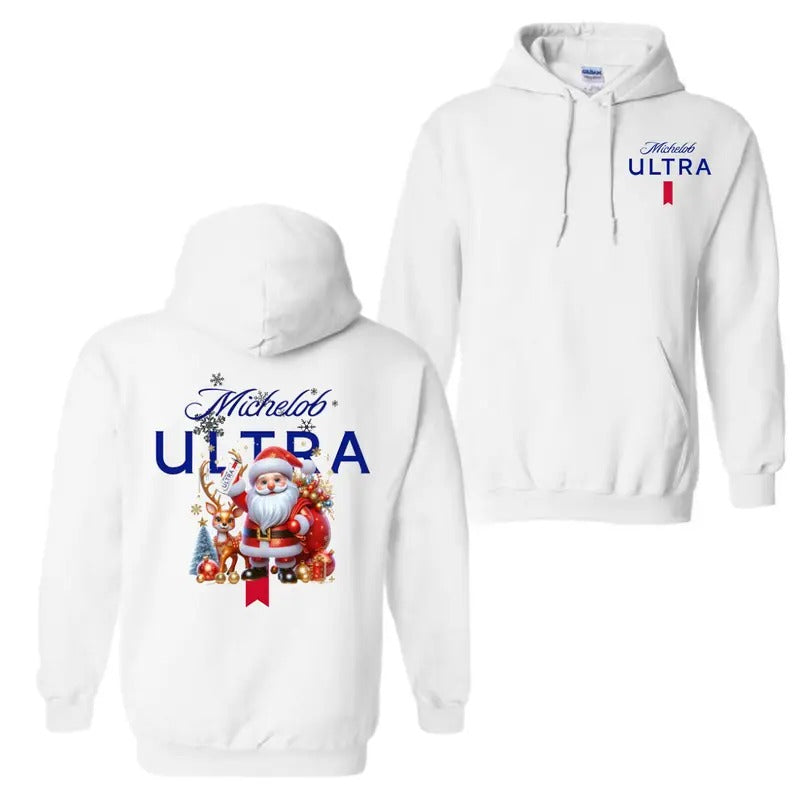 Michelob Ultra Santa Christmas 2 Sided Hoodie T-Shirt, Christmas 2024 Shirt, Unisex Shirt For Men And Women Fabric...