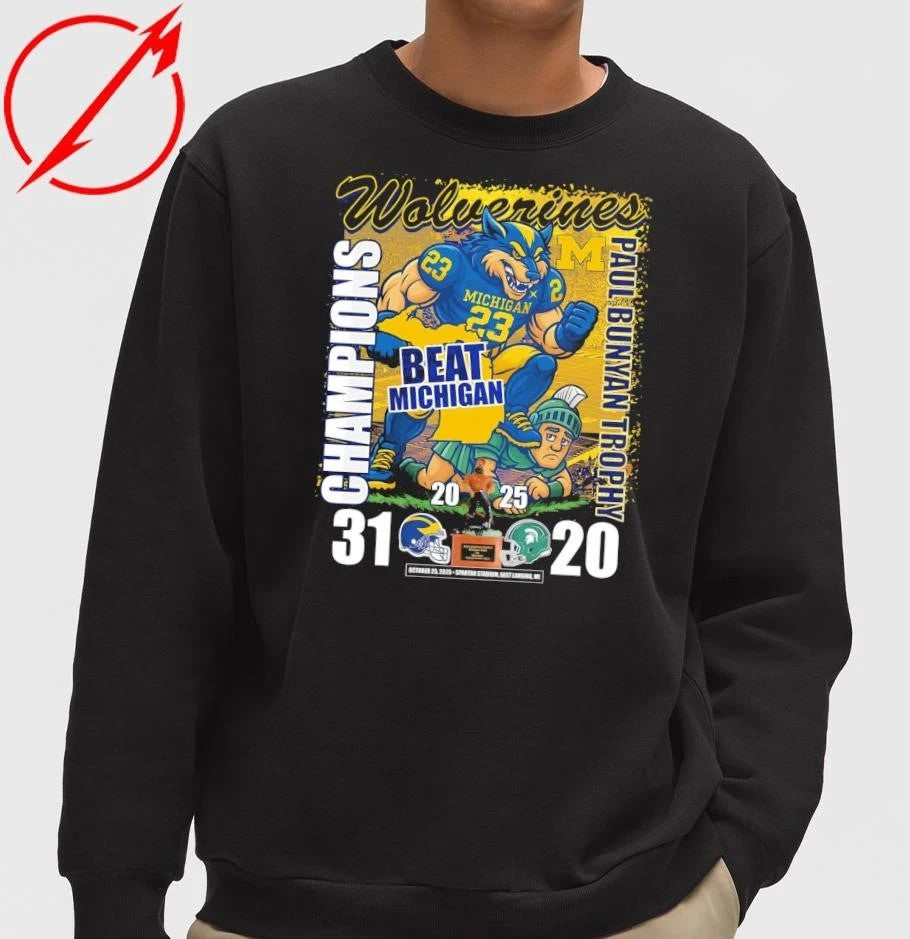 Michigan Wolverines 2025 Paul Bunyan Trophy Champions Winner Michigan State 31-20 T-Shirt